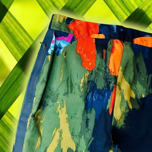 Kate Spade Saturday ‘Slim Fit Zip Pant’ in Navy Blue ‘Aurora’ Abstract Size 2 - Picture 11 of 14